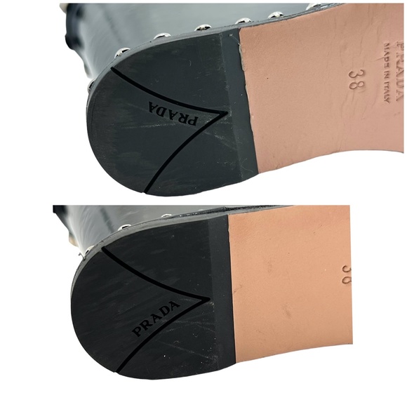 PRADA BLACK SPAZZOLATO STUDDED PLATFORM SANDAL - Picture 14 of 16